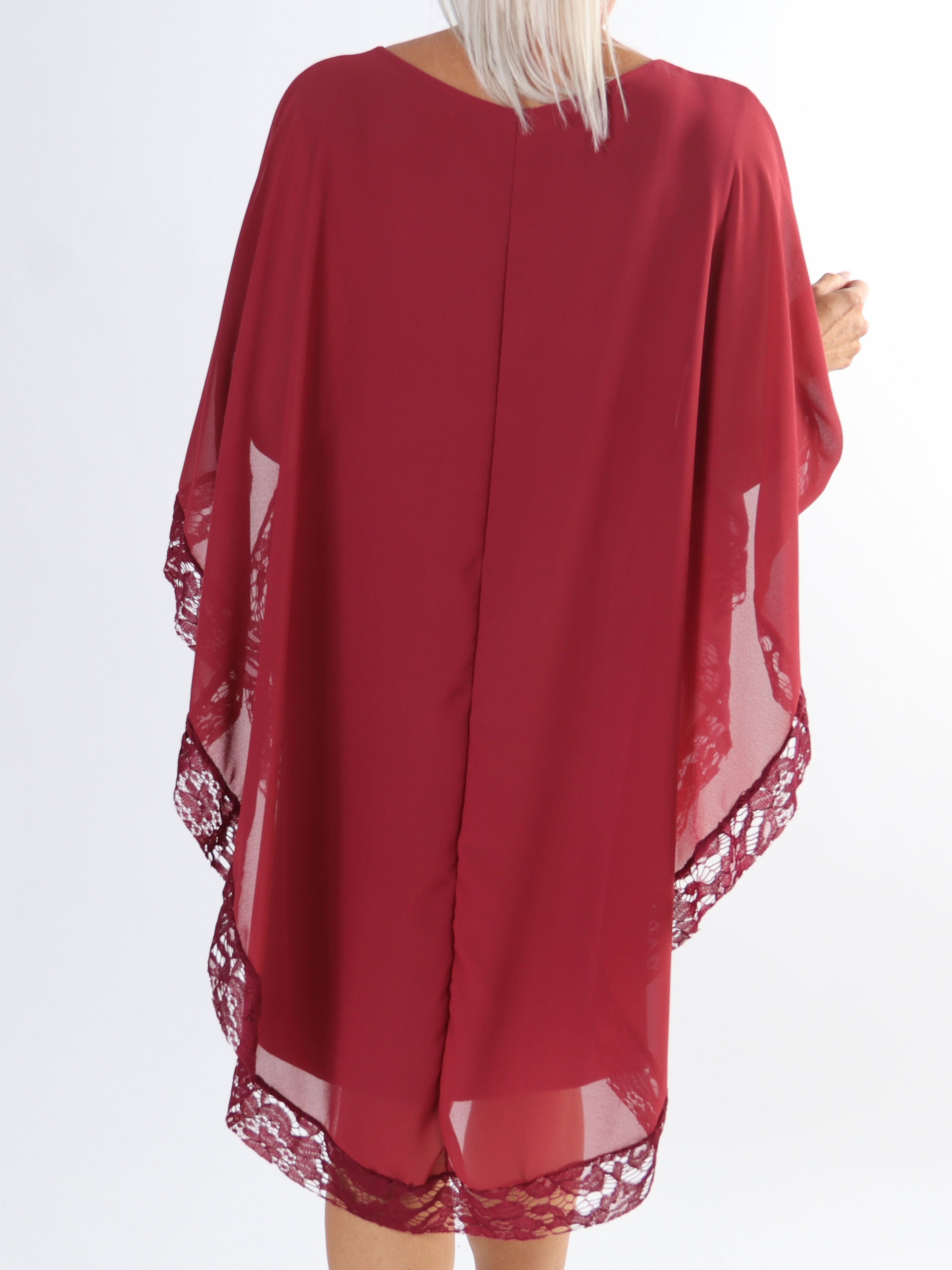 Kenya Edge - Plus size tunikakjole med chiffonlag og blondekant